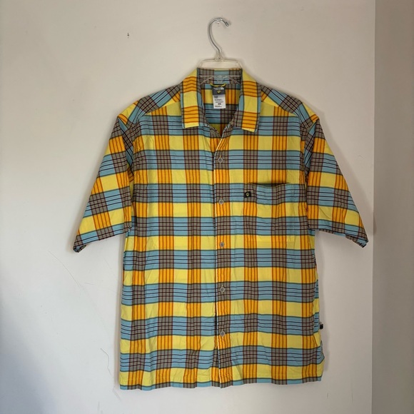 The North Face A5 Series Yellow & Blue Checkered Button Shirt Size L - Picture 1 of 5
